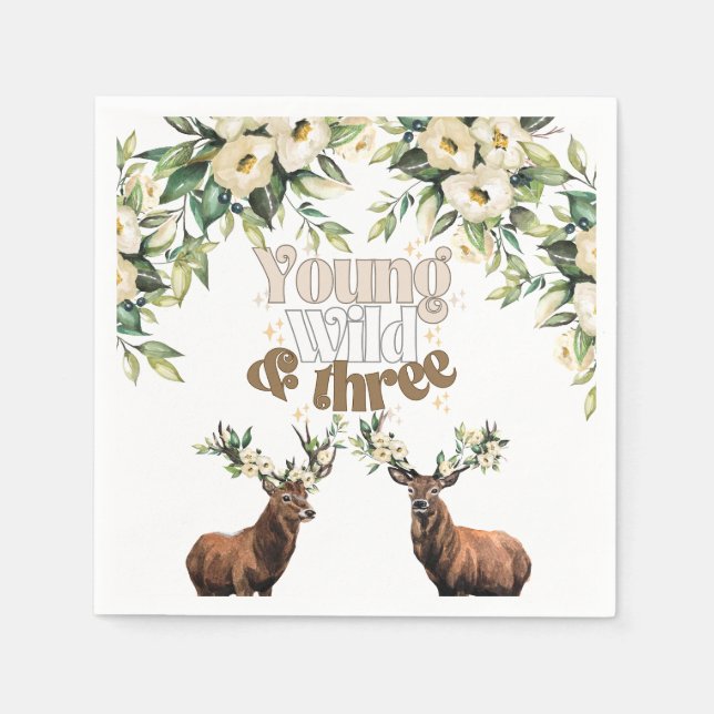 Young wild and free woodland party Paper Napkin (Front)