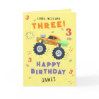 Young Wild And Three 3rd Birthday Kids Monster Car
