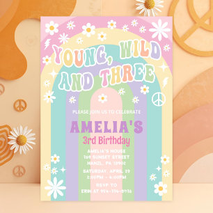 Young wild and three birthday invitation