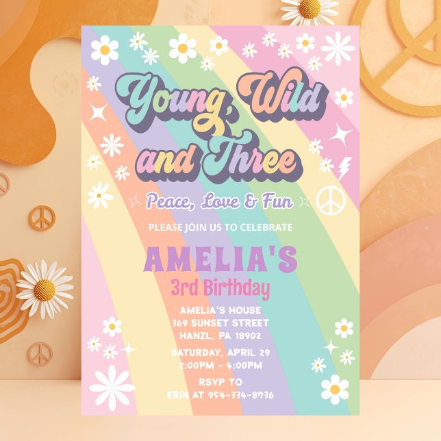 Young wild and three birthday invitation (Creator Uploaded)