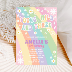 Young wild and three birthday invitation