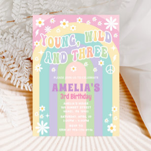 Young wild and three birthday invitation