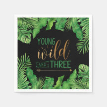 Young, Wild and Three Birthday Party Invitation
