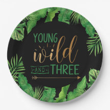 Young, Wild and Three Birthday Party Invitation