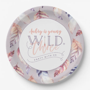 Young, wild and three birthday party paper plate