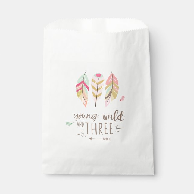 Young Wild and three favour bag Boho Feathers (Front)