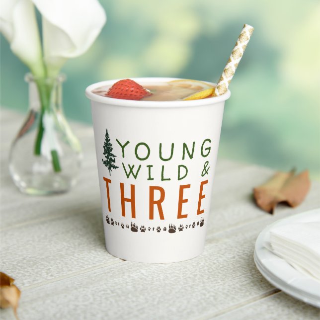 Young Wild and Three Forest Birthday Party Paper Cups (Insitu)