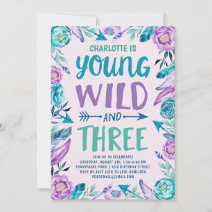Young Wild and Three Girls Birthday Party Invitation