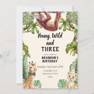 Young, wild and three invitation