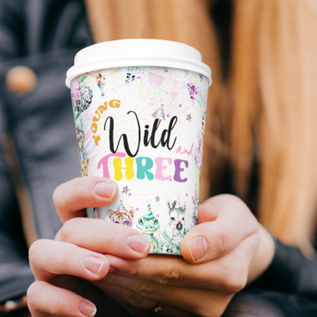 Young Wild and Three Safari Animals Girl Birthday Paper Cups (Creator Uploaded)