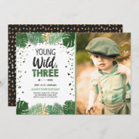 Young Wild and Three Tropical Safari Boy Birthday