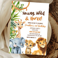 Young Wild and Three Zoo Safari Boy Third Birthday