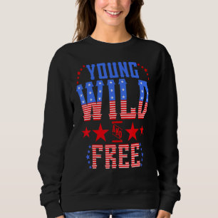 Young Wild & Free Memorial Day Patriotic Mum Girl Sweatshirt