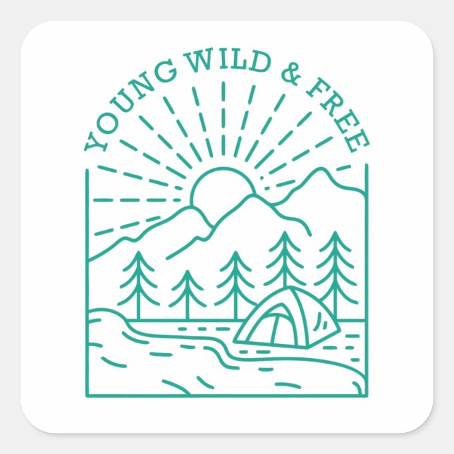 Young Wild Free Square Sticker (Front)