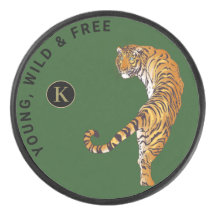 Young, Wild & Free Tiger Monogram Green Background