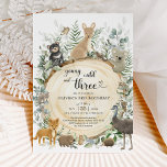 Young Wild & Three Australian Animals 3rd Birthday Invitation<br><div class="desc">This elegant 3rd birthday invitation features a group of adorable Australian animals and soft watercolor greenery. Suitable for both boy and girl birthday.</div>