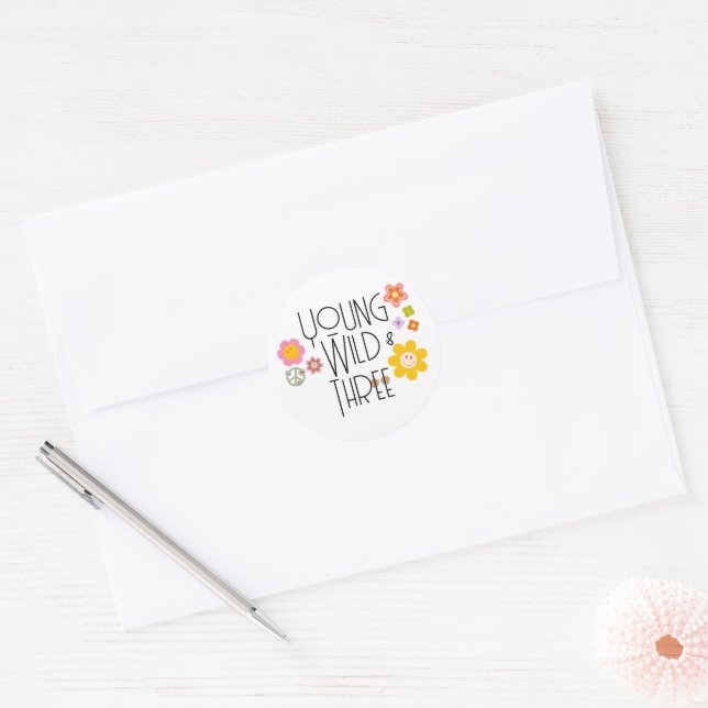 Young, Wild & Three | B-Day Favour Sticker | Smile (Envelope)