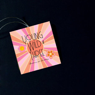 Young, Wild & Three   B-Day Favour Tag   Pink