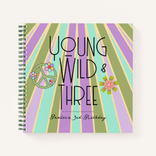 Young, Wild & Three   Birthday Guest Book   Cools