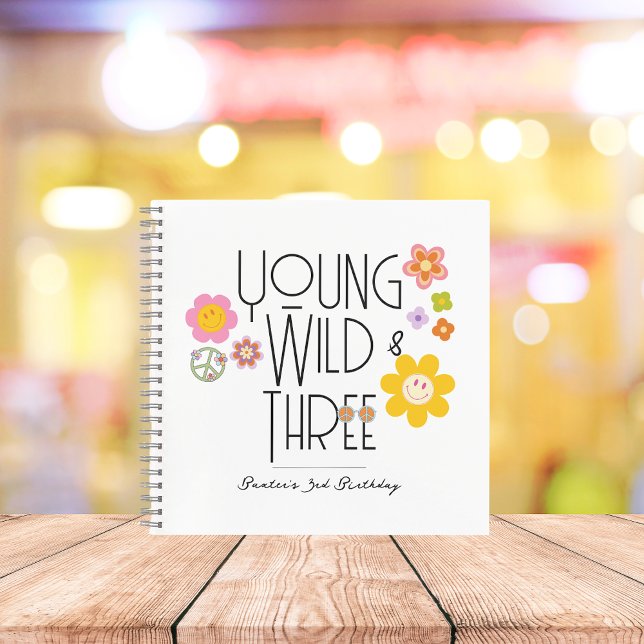 Young, Wild & Three | Birthday Guest Book | Smile (Creator Uploaded)