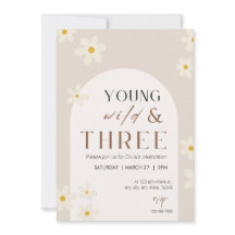 Young Wild & Three Birthday Invitation