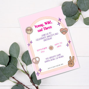 Young, Wild, & Three Birthday Invitation