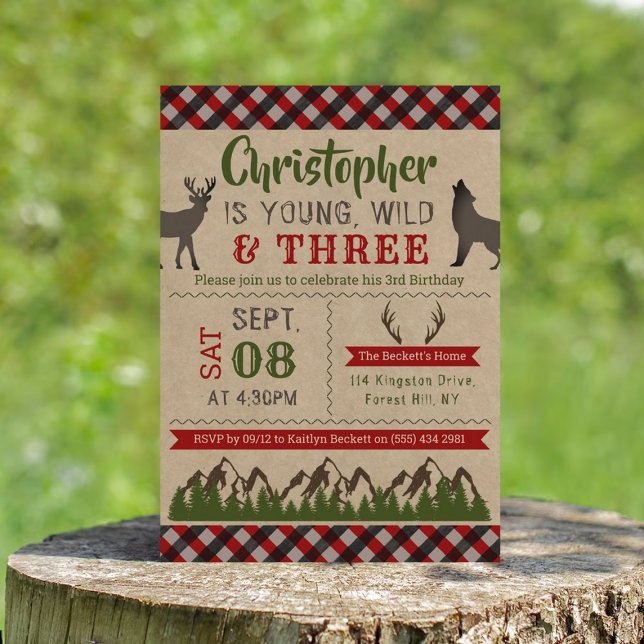 Young Wild & Three Boys Third Birthday Invitations (Creator Uploaded)