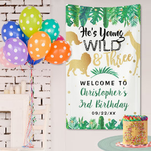 Young Wild & Three Boys Third Birthday Welcome Banner