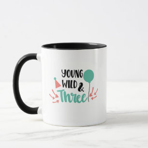 Young, Wild & Three – Cute 3rd Birthday Design Mug