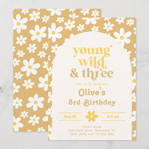Young, Wild & Three Daisy Invitation Daisies