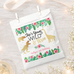 Young Wild & Three Dinosaur Girls Third Birthday Favour Bag