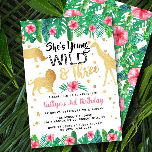 Young Wild & Three Girls 3rd Birthday Invitations (Creator Uploaded)