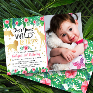 Young Wild & Three Girls 3rd Birthday Invitations