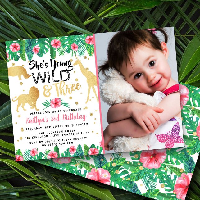 Young Wild & Three Girls 3rd Birthday Invitations (Creator Uploaded)
