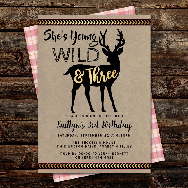 Young Wild & Three Girls 3rd Birthday Invitations (Creator Uploaded)