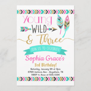 Young Wild & Three Girls Birthday Invitation