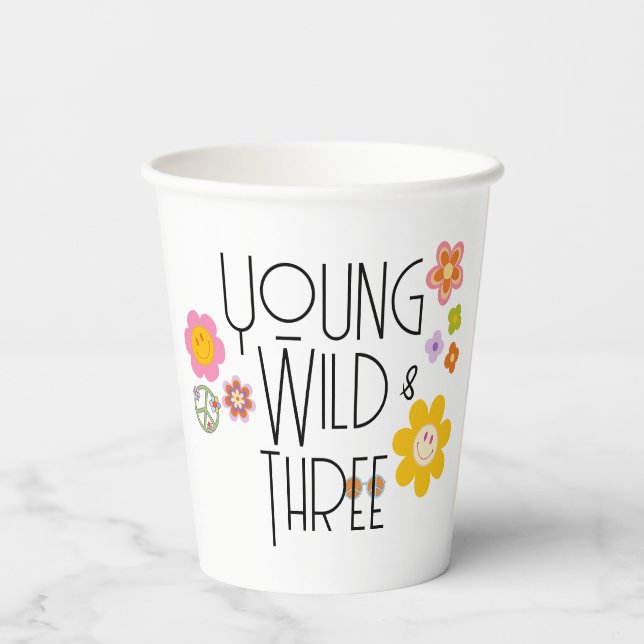 Young, Wild & Three | Kid Birthday Cup | Smile (Back)