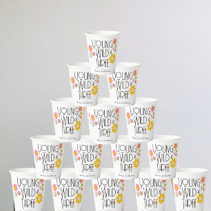 Young, Wild & Three   Kid Birthday Cups   Smile