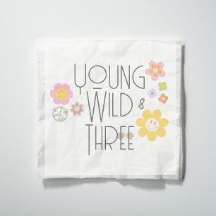 Young, Wild & Three Kid Birthday Napkin Smile