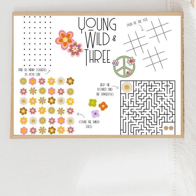 Young, Wild & Three | Kids Activity Placemat | (2) (Creator Uploaded)