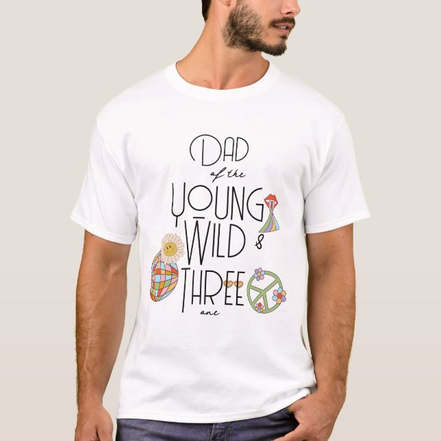 Young, Wild & Three | Male Birthday T-Shirt | Boho (Front)