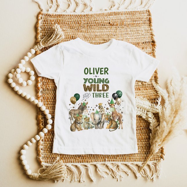 Young Wild & Three Party Animals Boy 3rd Birthday Baby T-Shirt (Creator Uploaded)