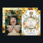 Young Wild & Three Sunflower Woodland Birthday Invitation<br><div class="desc">Celebrate your little wild one turning 3 with this whimsical sunflower / woodland themed birthday invitation. The design features a group of adorable forest friends (deer,  bear,  racoon,  fox,  owl,  bunny,  skunk ) and lush watercolor greenery & rustic sunflowers.</div>