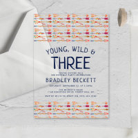 Young, Wild & Three Tribal Boho Arrow 3rd Birthday