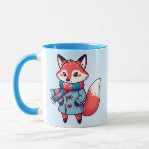 Young winter red fox mug