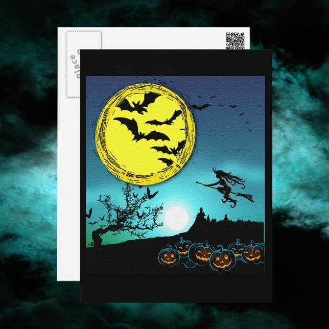 Young Witch Flying Amongst the Night Sky Postcard (Young Witch Flying Amongst the Night Sky Postcard)
