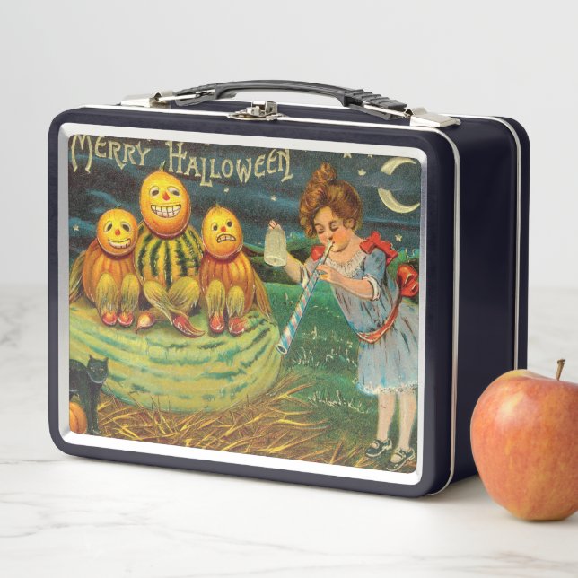 Young Witch's Brew: Pumpkin Men on Magick Altar Metal Lunch Box (In Situ)