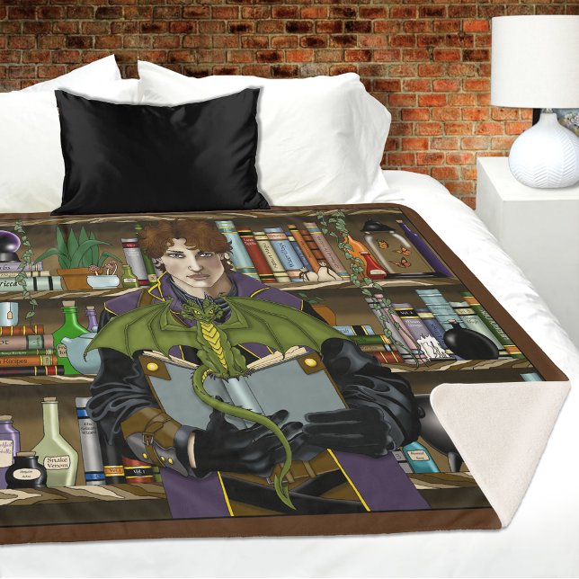 Young Wizard Fantasy Library Books Dragon Sherpa Blanket (Creator Uploaded)