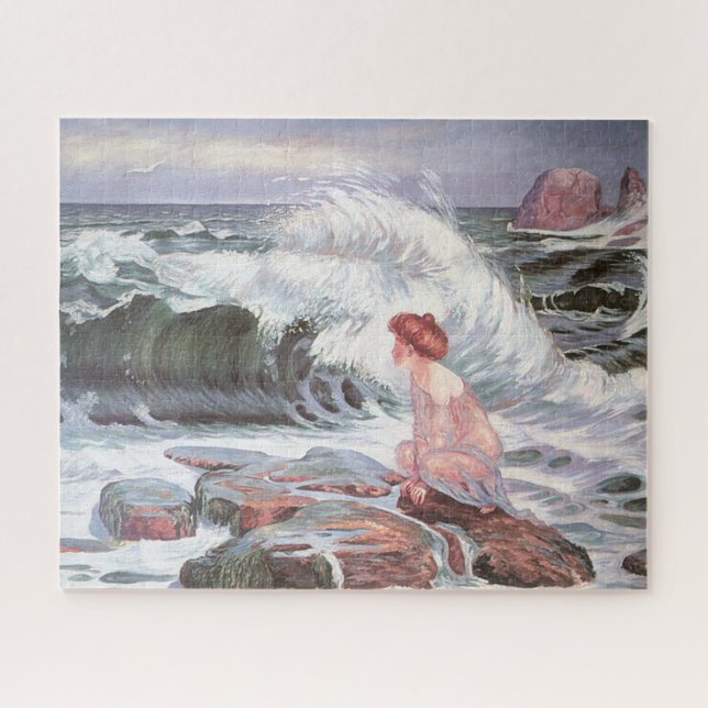 Young Woman and the Big Wave (by Frantisek Kupka) Jigsaw Puzzle (Horizontal)