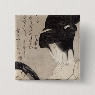 Young woman applying make-up, c.1795-96 15 cm square badge